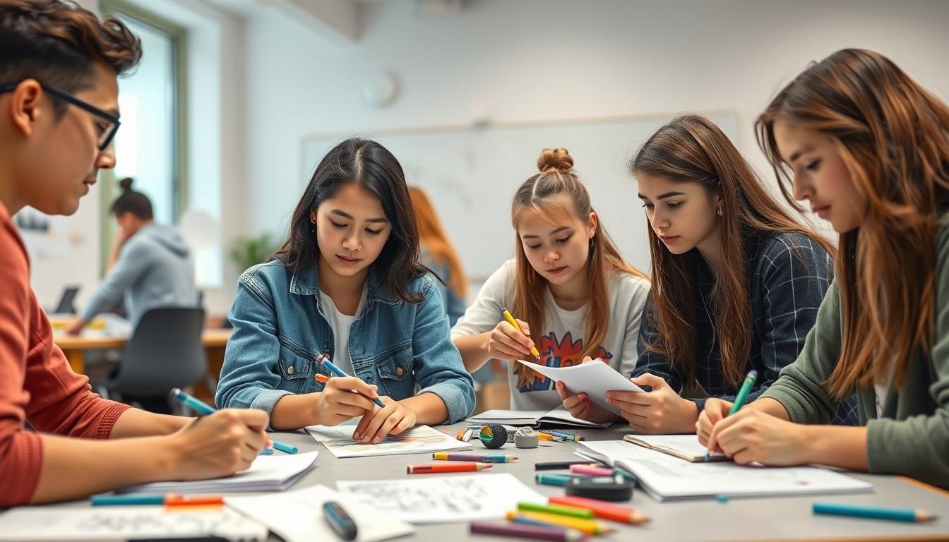 Students working in research laboratory